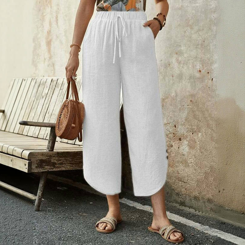 【Bomull Og Lin】 Behagelige Fritids Bukser