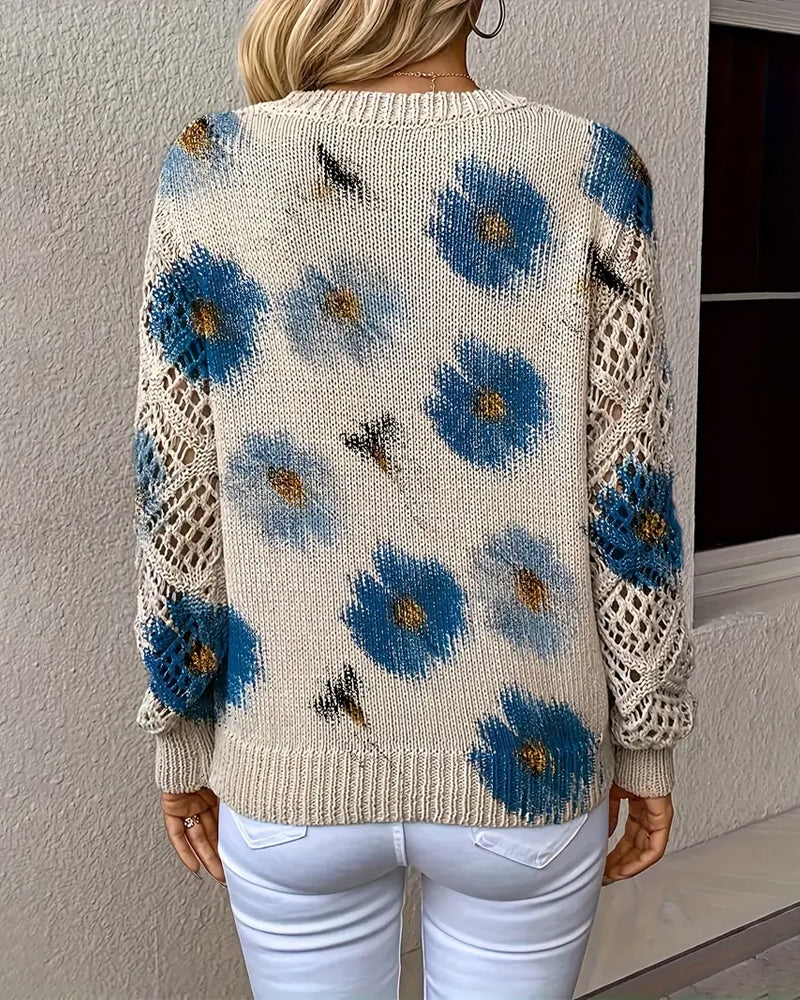 Genser langermet V-hals jacquard