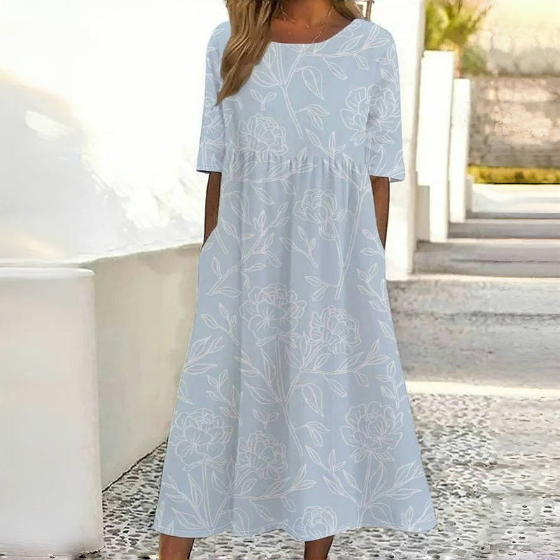 Uformell Kjole Med Blomstertrykk