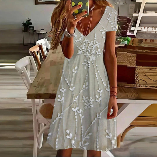 Vintage Blad Trykk Kjole