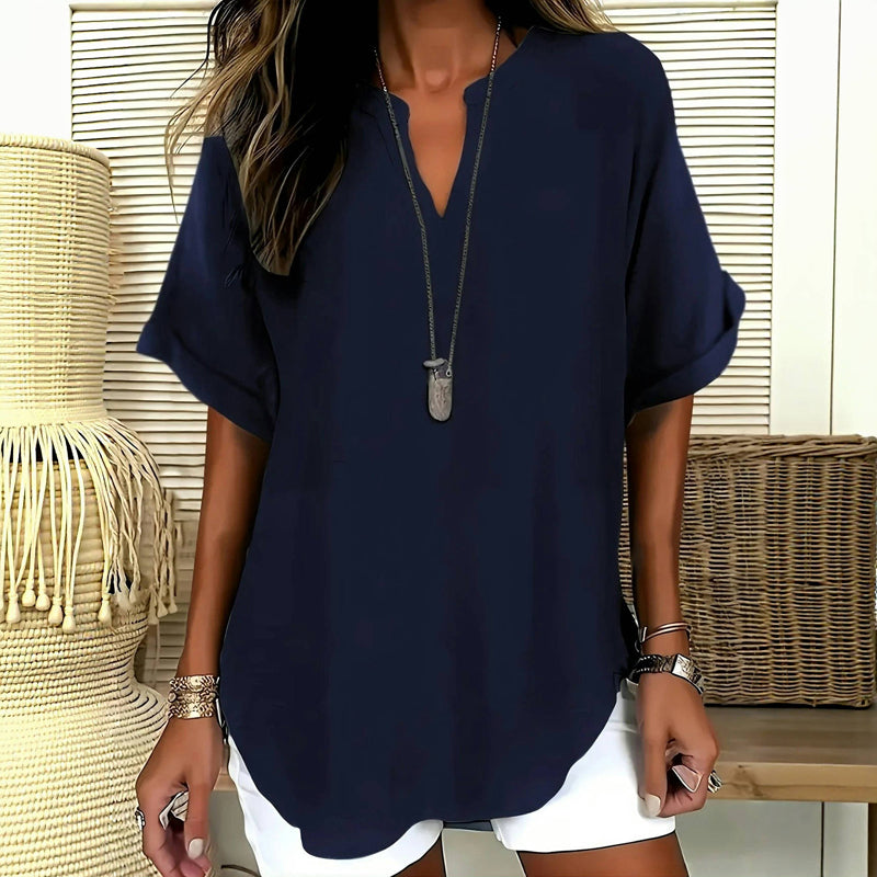 Elegant Ensfarget Bluse