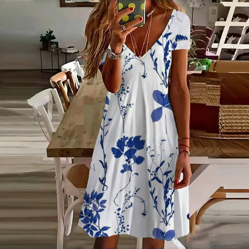 Uformell Kjole Med Bladtrykk