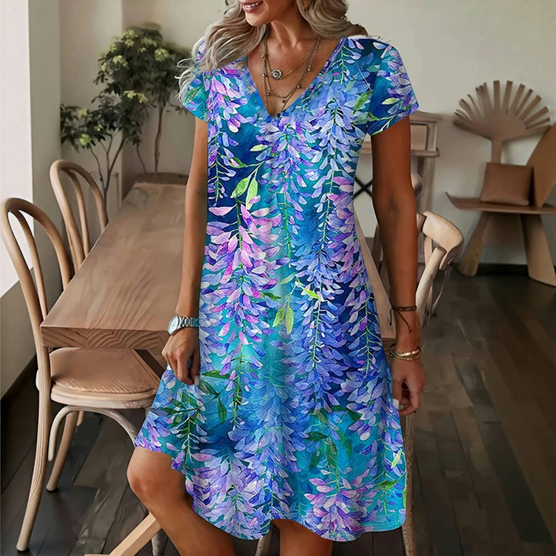 Vintage Blad Trykk Kjole