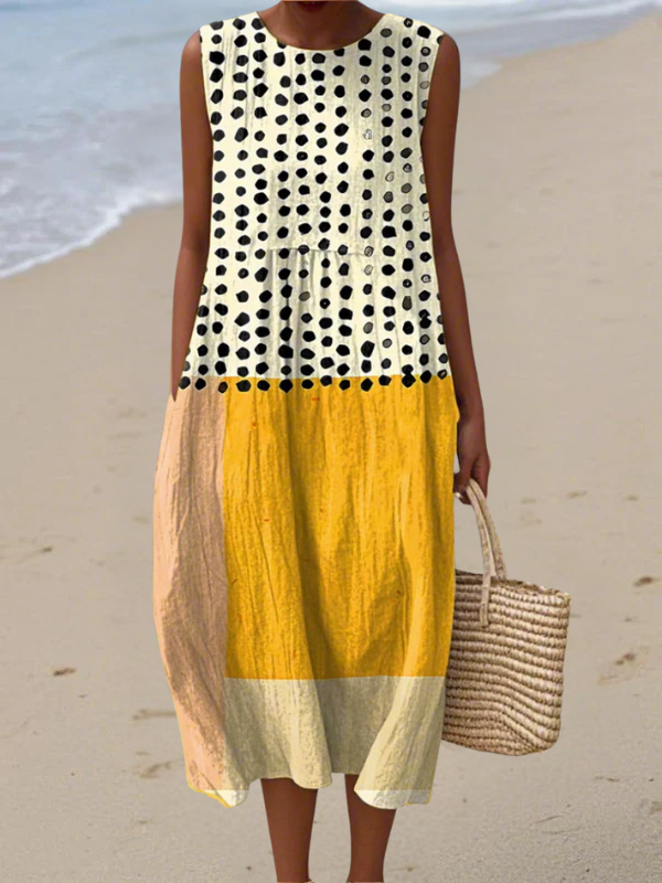 Leah™ Polka fargeblokk midikjole