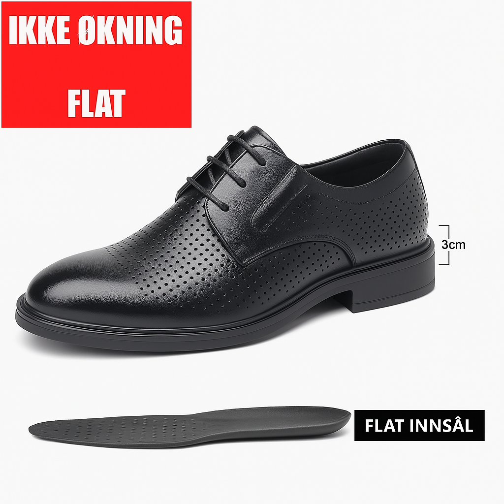 Elevatorsko i skinn for menn – Høydeøkende pensko i svart mykt skinn (3/6/8 cm)