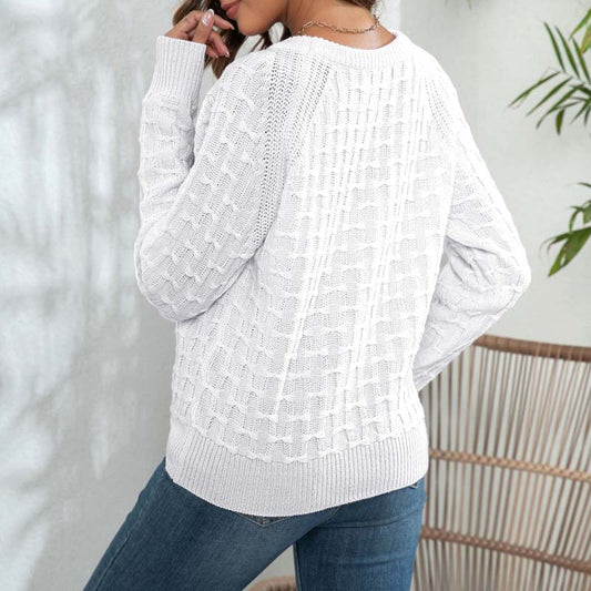 Uformelt Ensfarget Strikket Genser