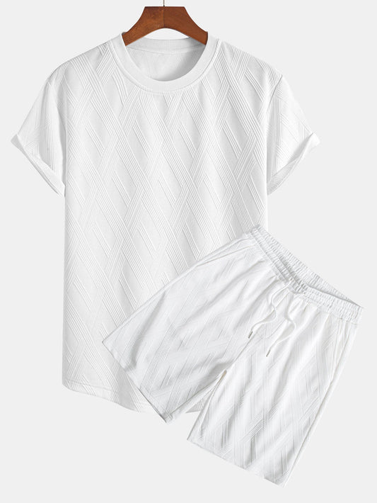 Diamantjakard buekant T-skjorte og Diamantjakard shorts