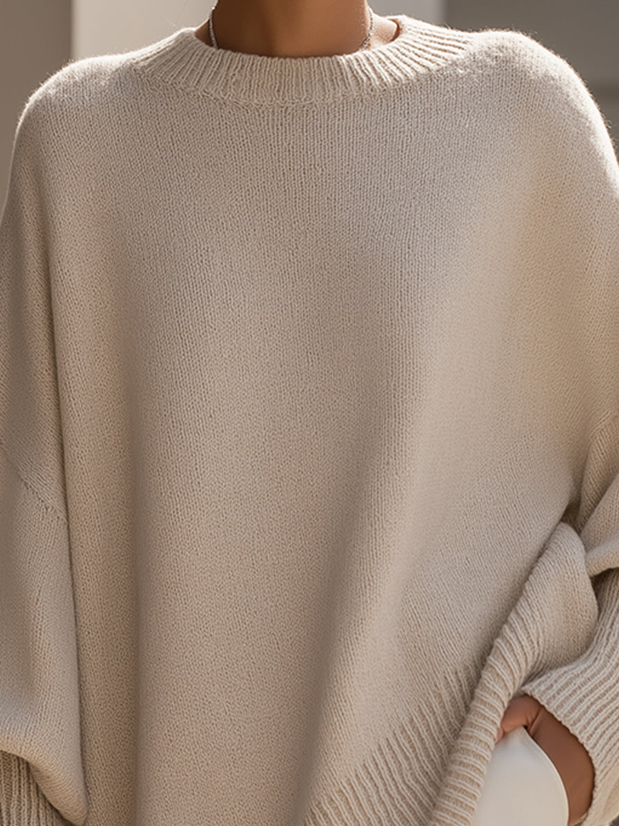 Liv | Oversized Strikket Poncho-Genser