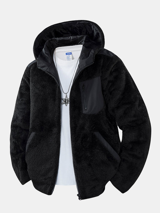 Teddy fleece vattert jakke med hette
