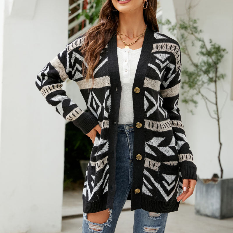 Uformell Vintage Strikket Cardigan