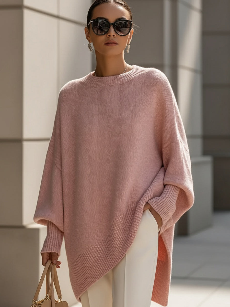 Liv | Oversized Strikket Poncho-Genser