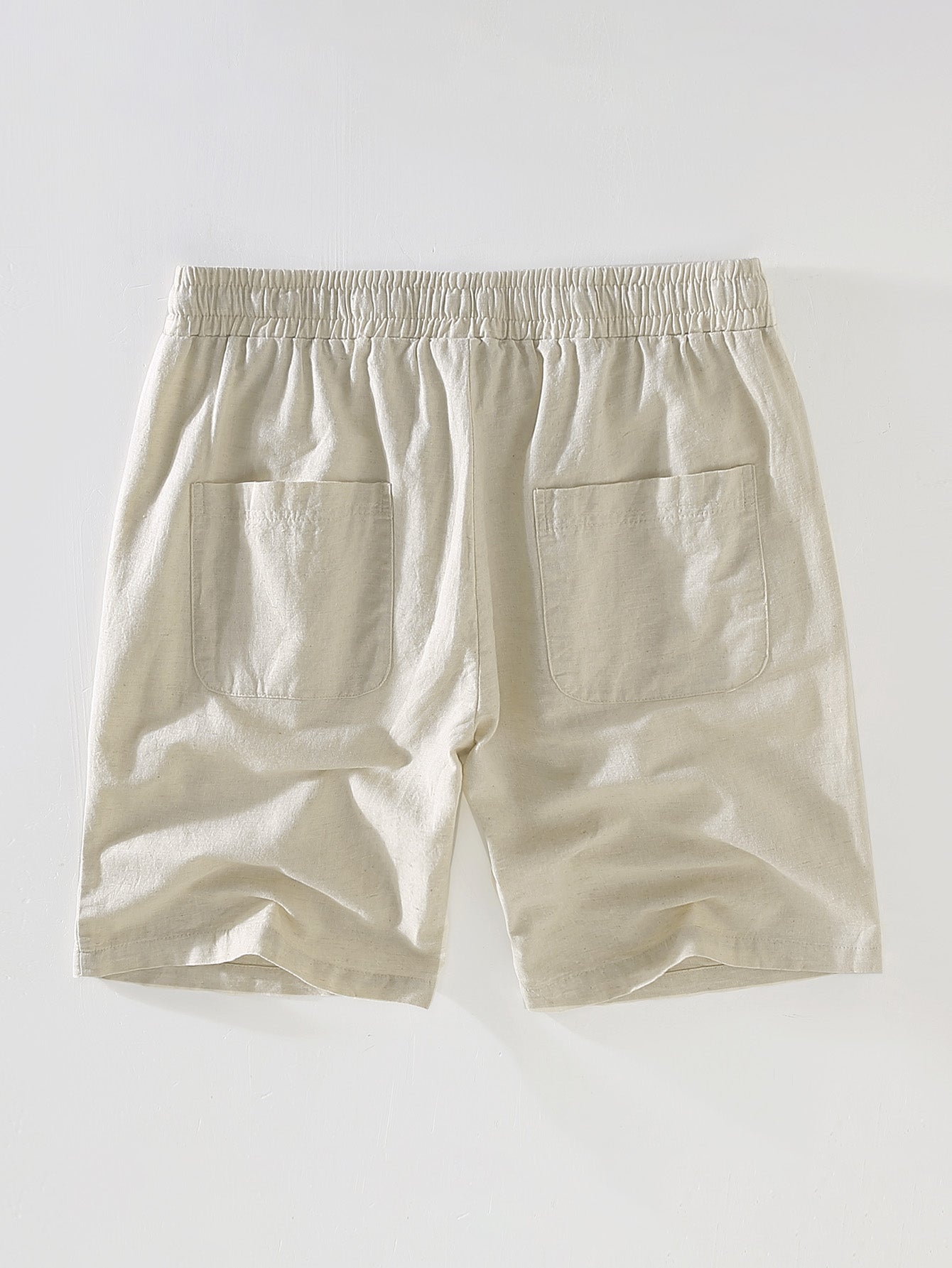 Linne-rayonblanding med knapplukking skjorte og linne shorts med snøring