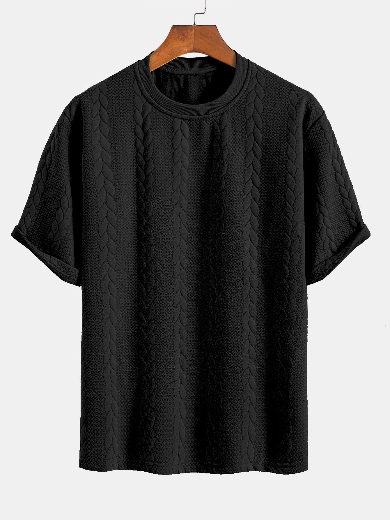 Avslappet passform mellomlangt erme Twist jacquard T-skjorte og shorts