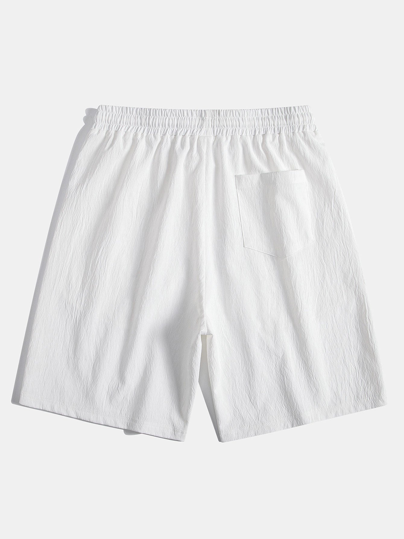 Geometrisk jacquard eyelet cubansk skjorte og krøllete tekstur trekksnor korte bukser
