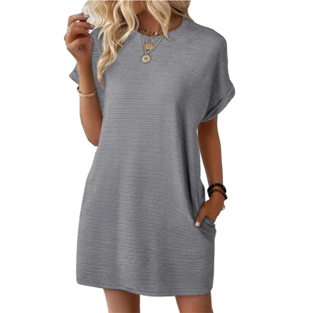 EVASHA™ – Casual minimalistisk sommerkjole med rund hals