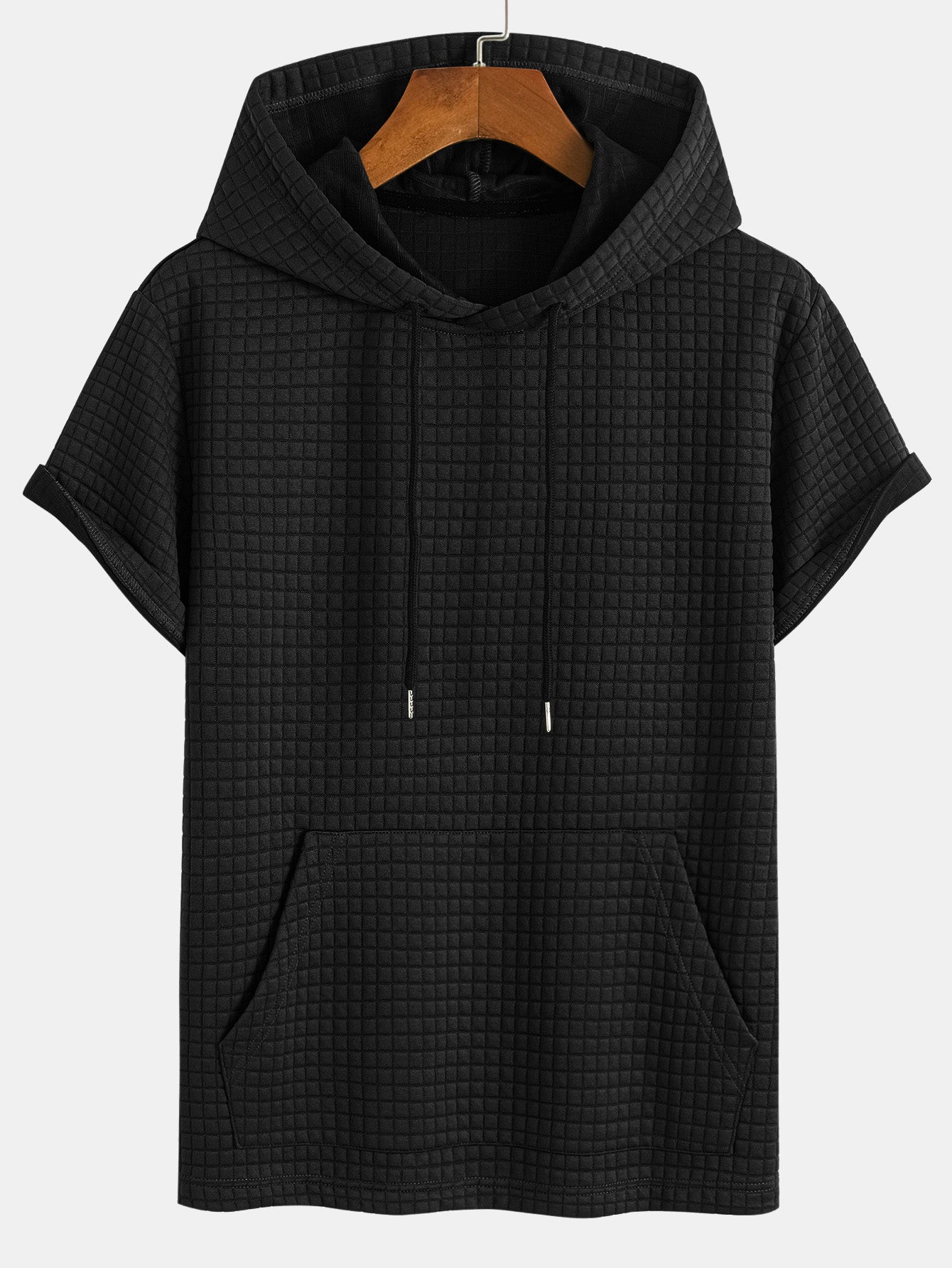 Kengurulomme vaffel-hettegenser T-skjorte og shorts