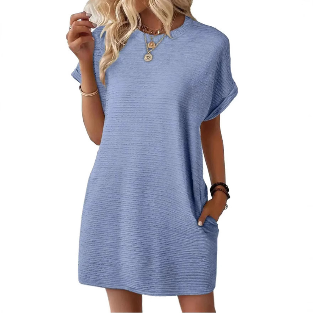 EVASHA™ – Casual minimalistisk sommerkjole med rund hals