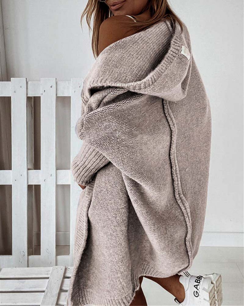 Ensfarget cardigan med flaggermushette