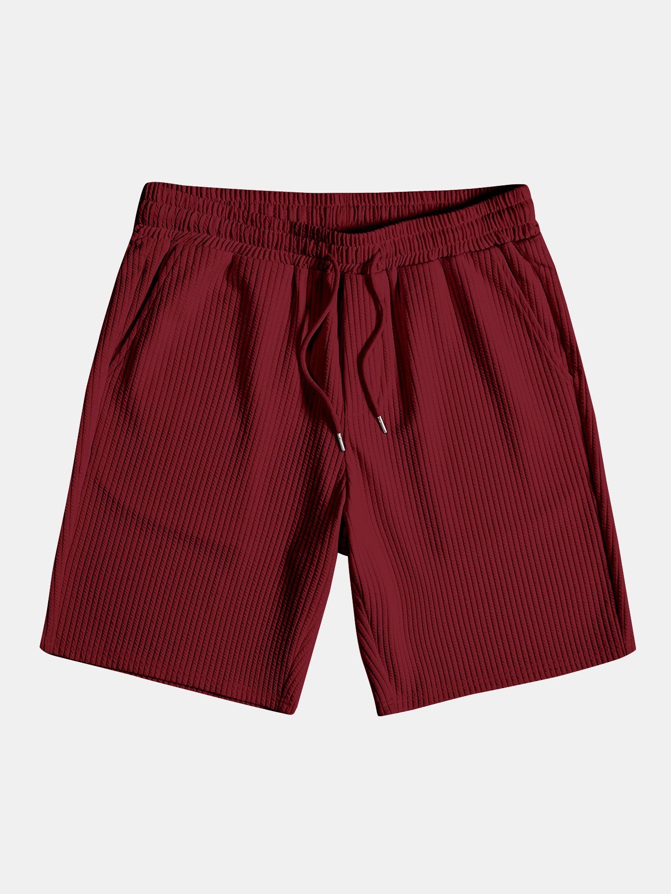 Muskelpassform ribbet stående krage skjorte og shorts