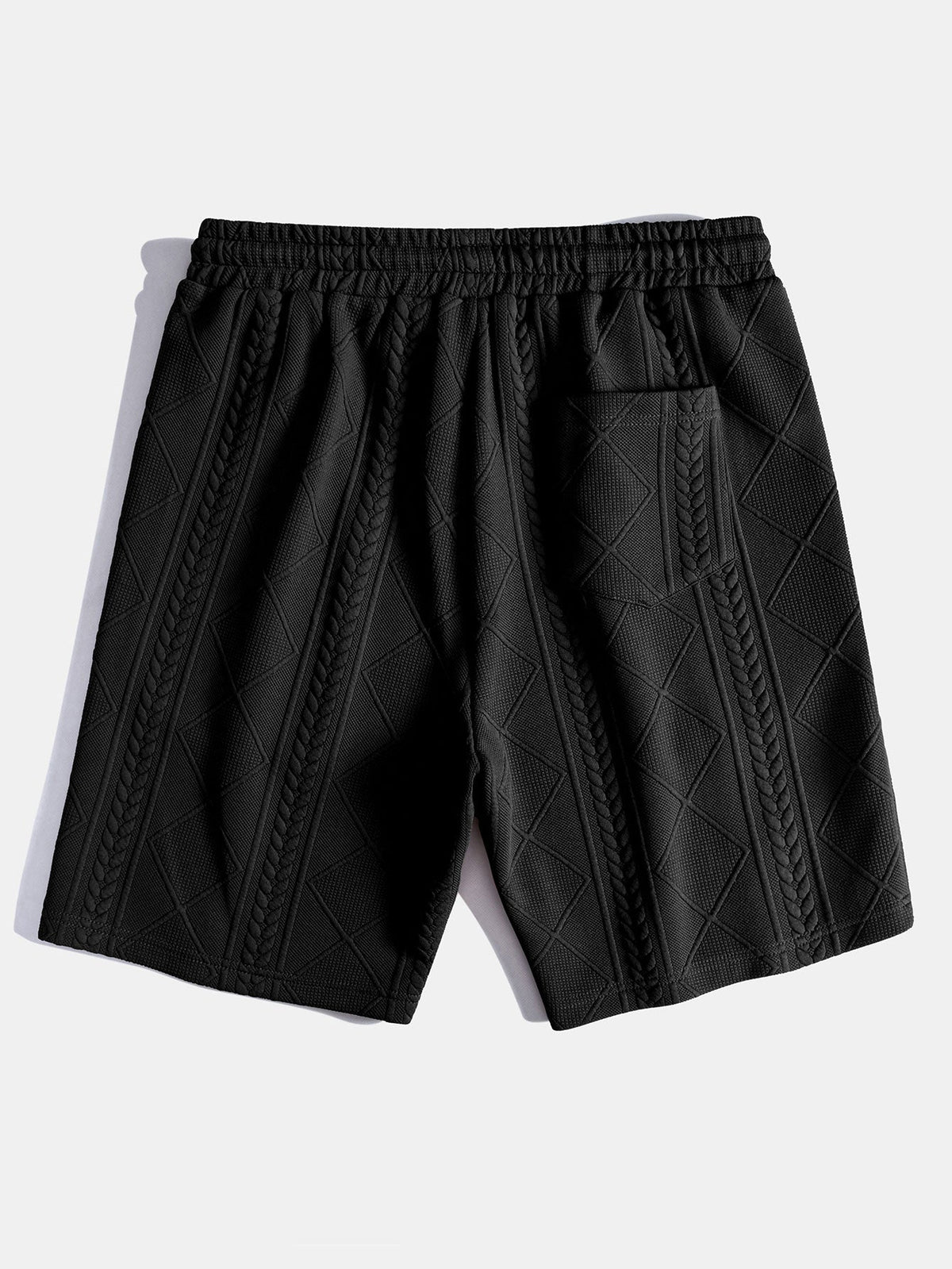 Kortermet geometrisk jacquard buet kant T-skjorte og shorts