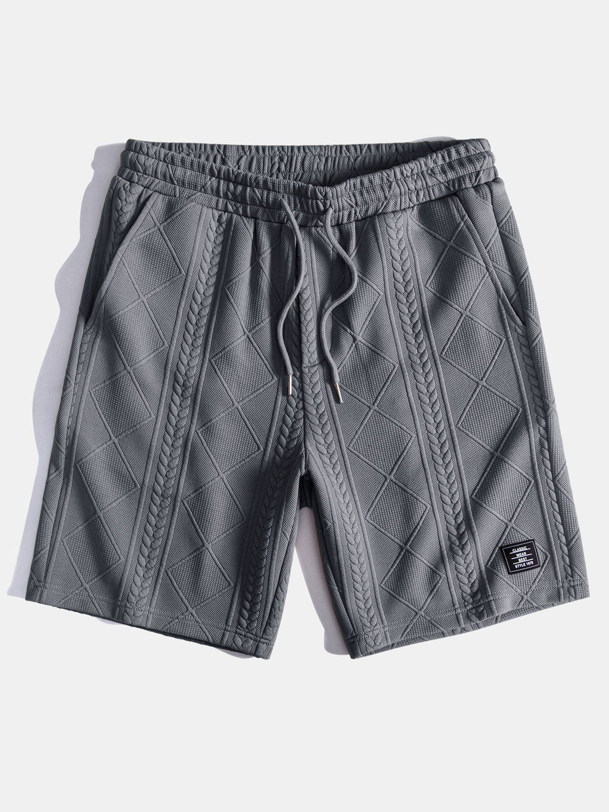 Kortermet geometrisk jacquard buet kant T-skjorte og shorts