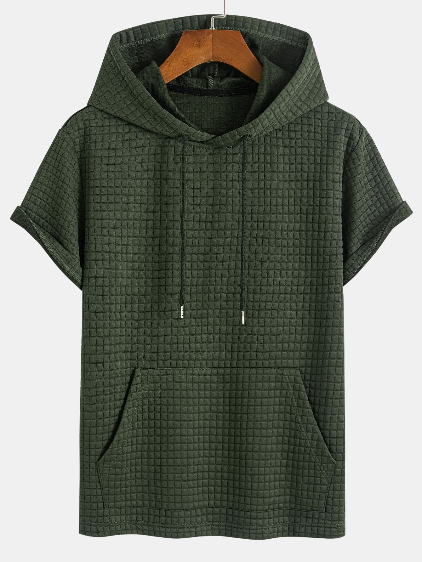 Kengurulomme vaffel-hettegenser T-skjorte og shorts