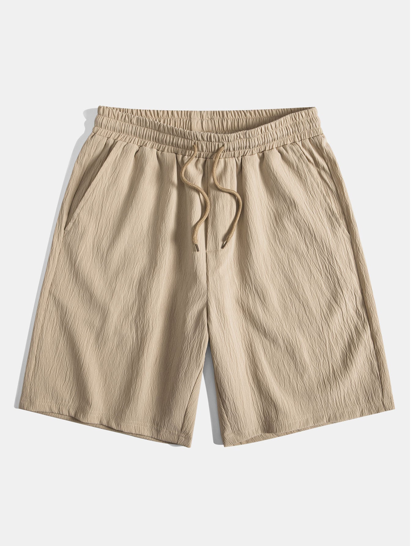 Ribbet strukturert skjorte med knapper og ribbet strukturert shorts med snøring