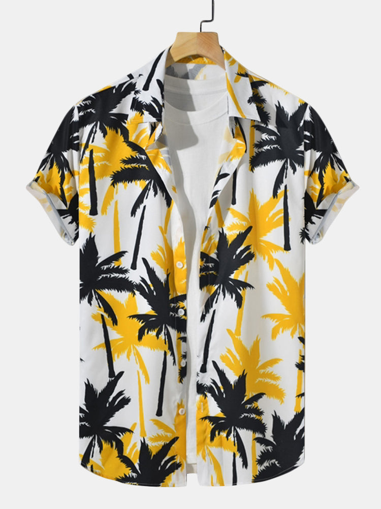 Palmeprint skjorte med knapper og badeshorts