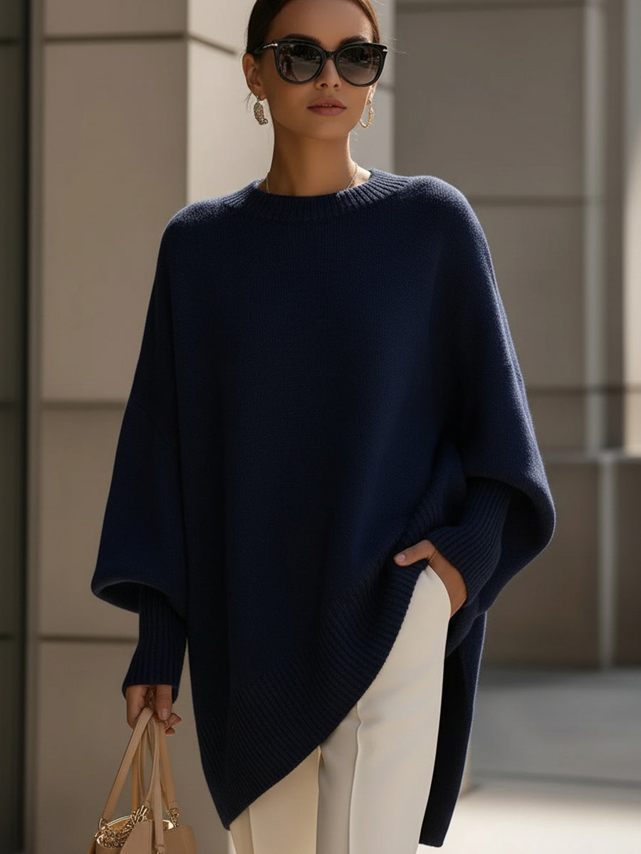 Liv | Oversized Strikket Poncho-Genser