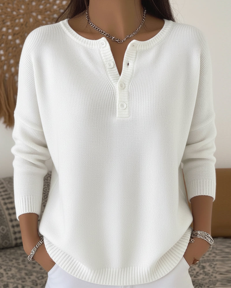 Langermet ensfarget cardigan med knapper