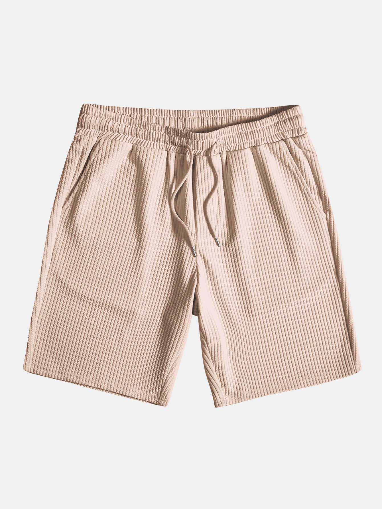 Muskelpassform ribbet skjorte med knapper og shorts