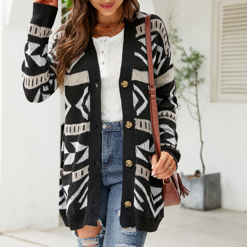 Uformell Vintage Strikket Cardigan