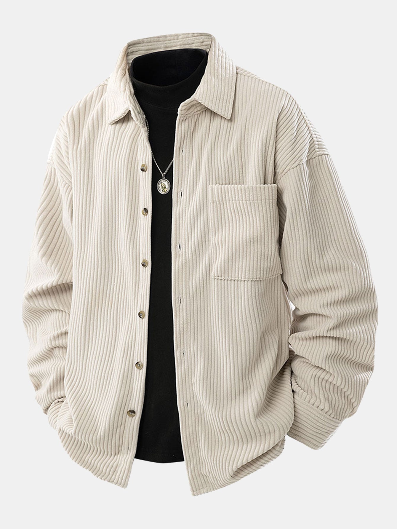 Relaxed passform corduroy-skjorte med knapper