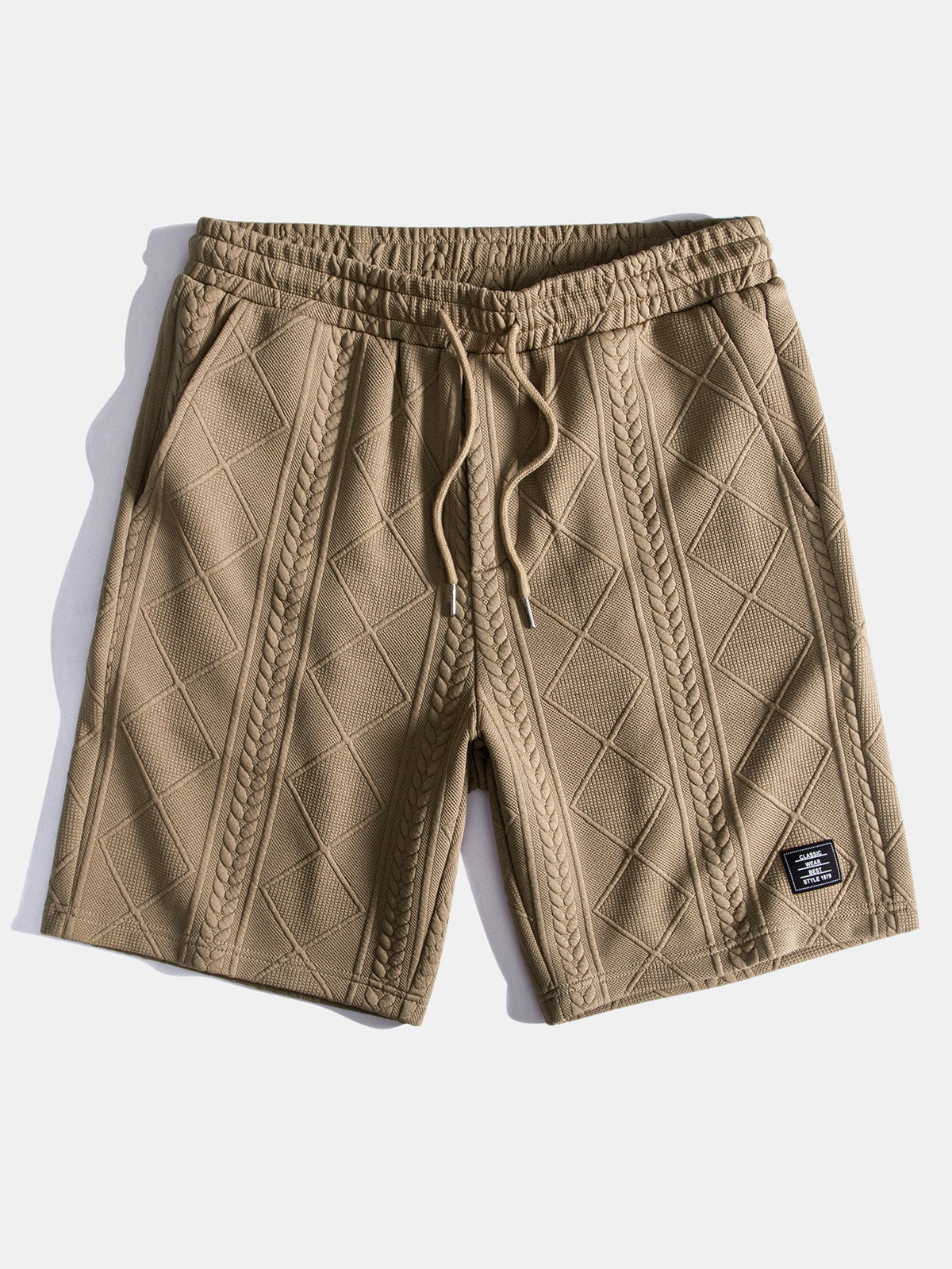 Kortermet geometrisk jacquard buet kant T-skjorte og shorts