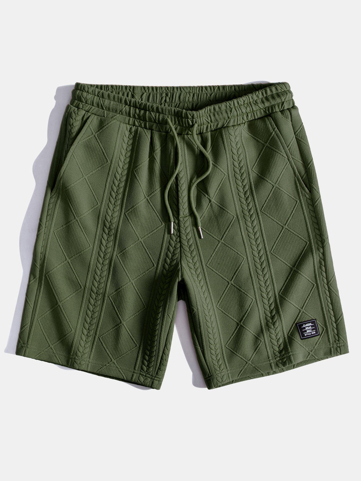 Kortermet geometrisk jacquard buet kant T-skjorte og shorts