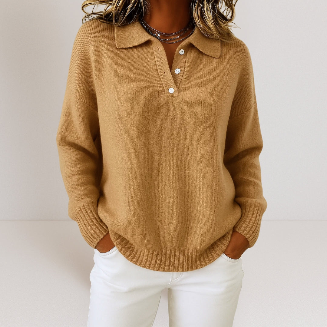 Olivia™ | Myk strikket genser med krage