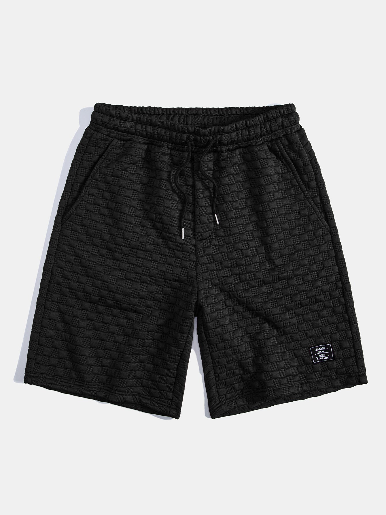 Rutemønster Jacquard bueformet kant hette-T-skjorte og Rutemønster Jacquard shorts