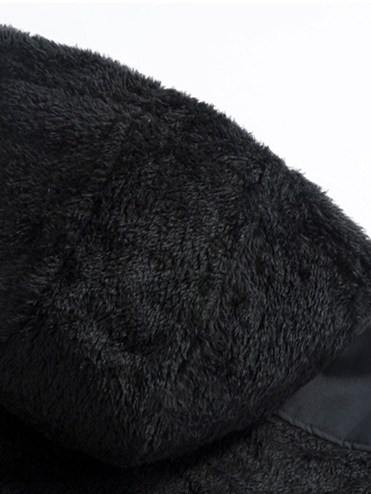 Teddy fleece vattert jakke med hette