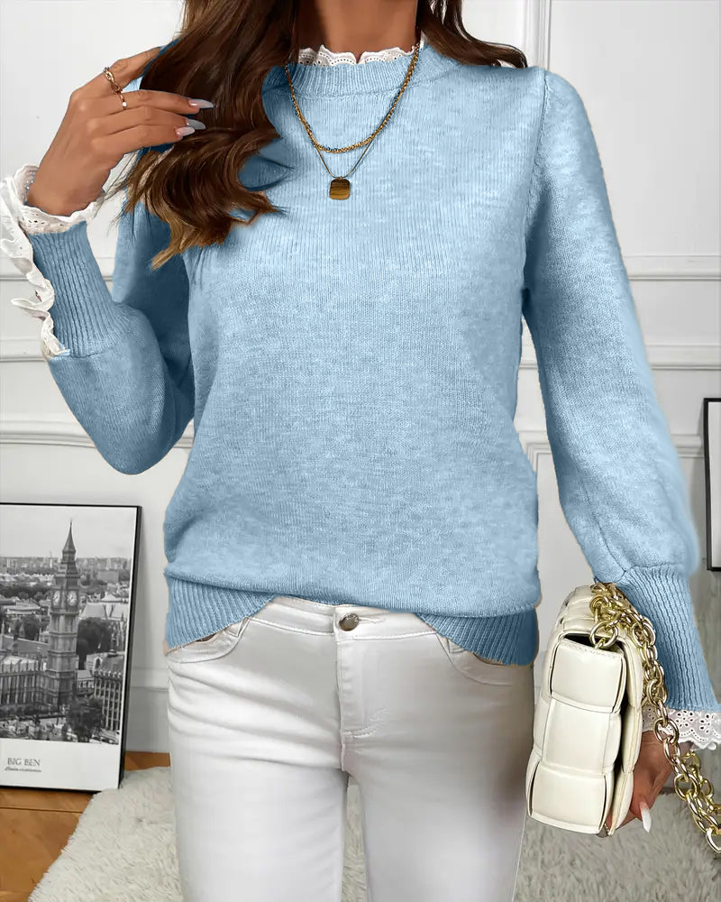 Elegant Genser Med Blonde Detaljer