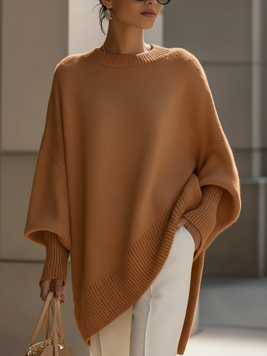 Liv | Oversized Strikket Poncho-Genser