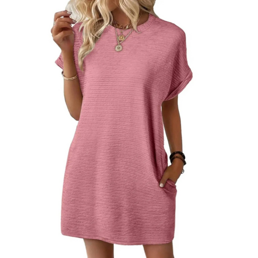 EVASHA™ – Casual minimalistisk sommerkjole med rund hals
