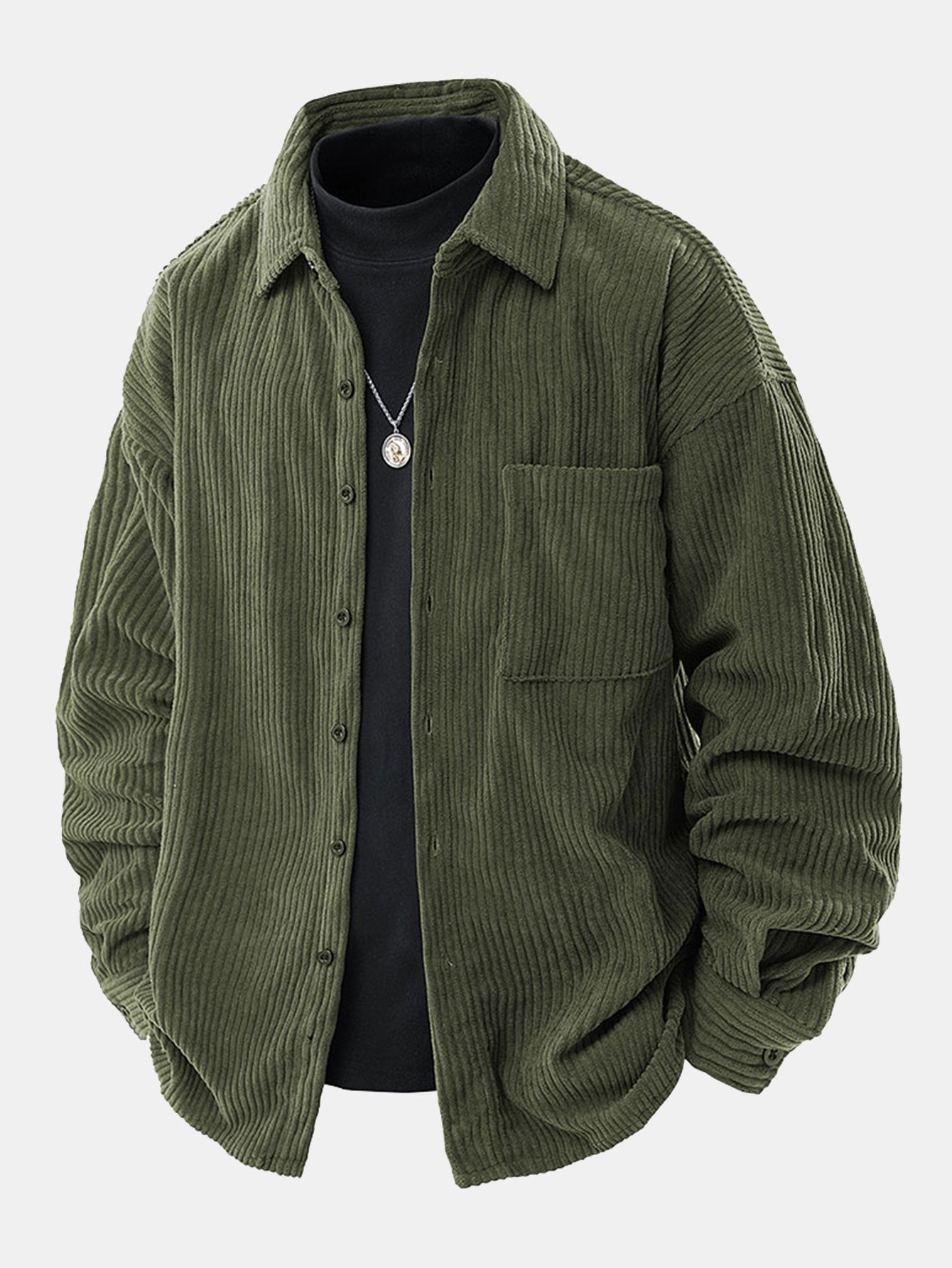 Relaxed passform corduroy-skjorte med knapper