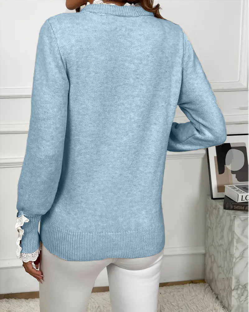 Elegant Genser Med Blonde Detaljer