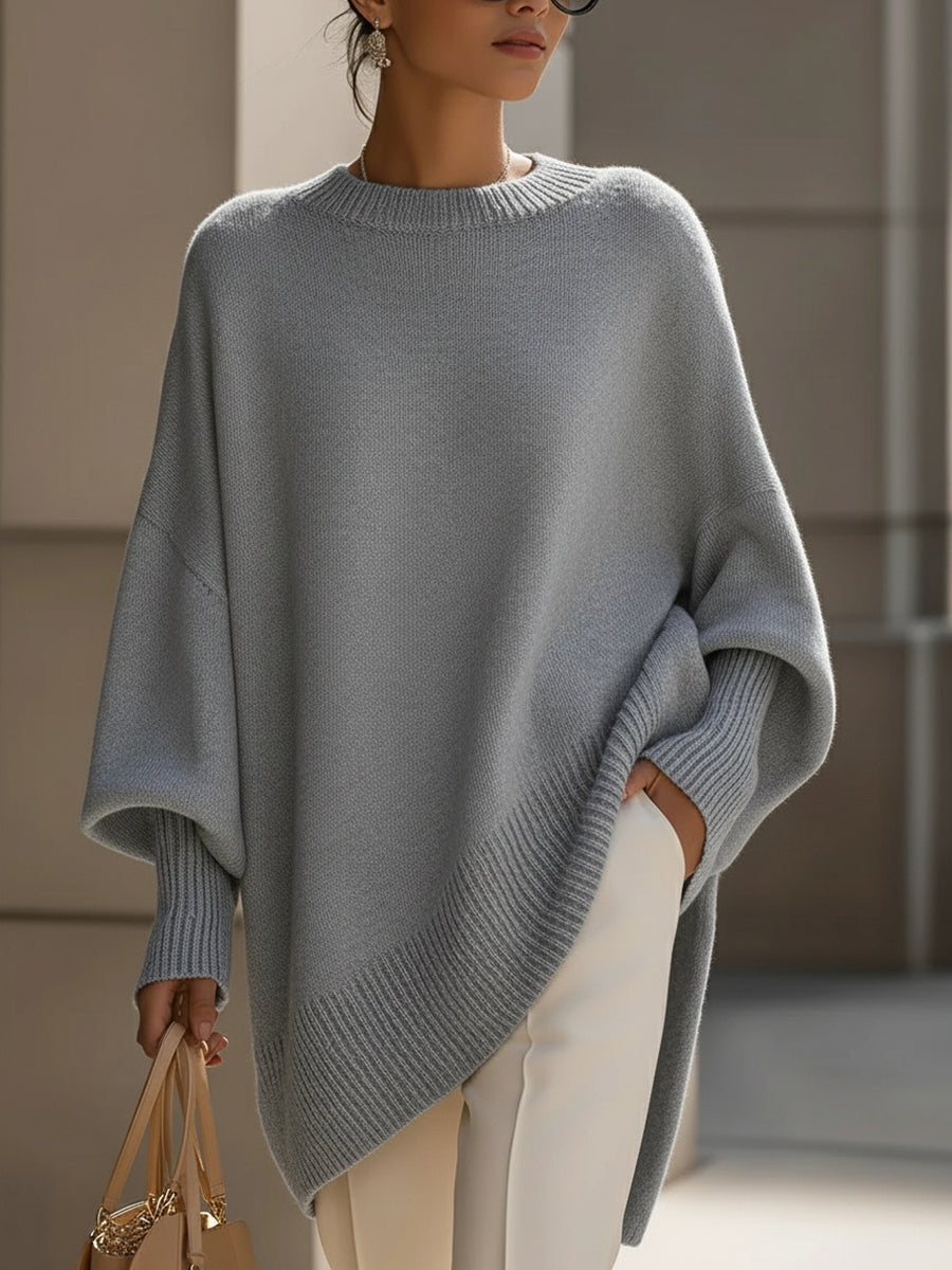 Liv | Oversized Strikket Poncho-Genser
