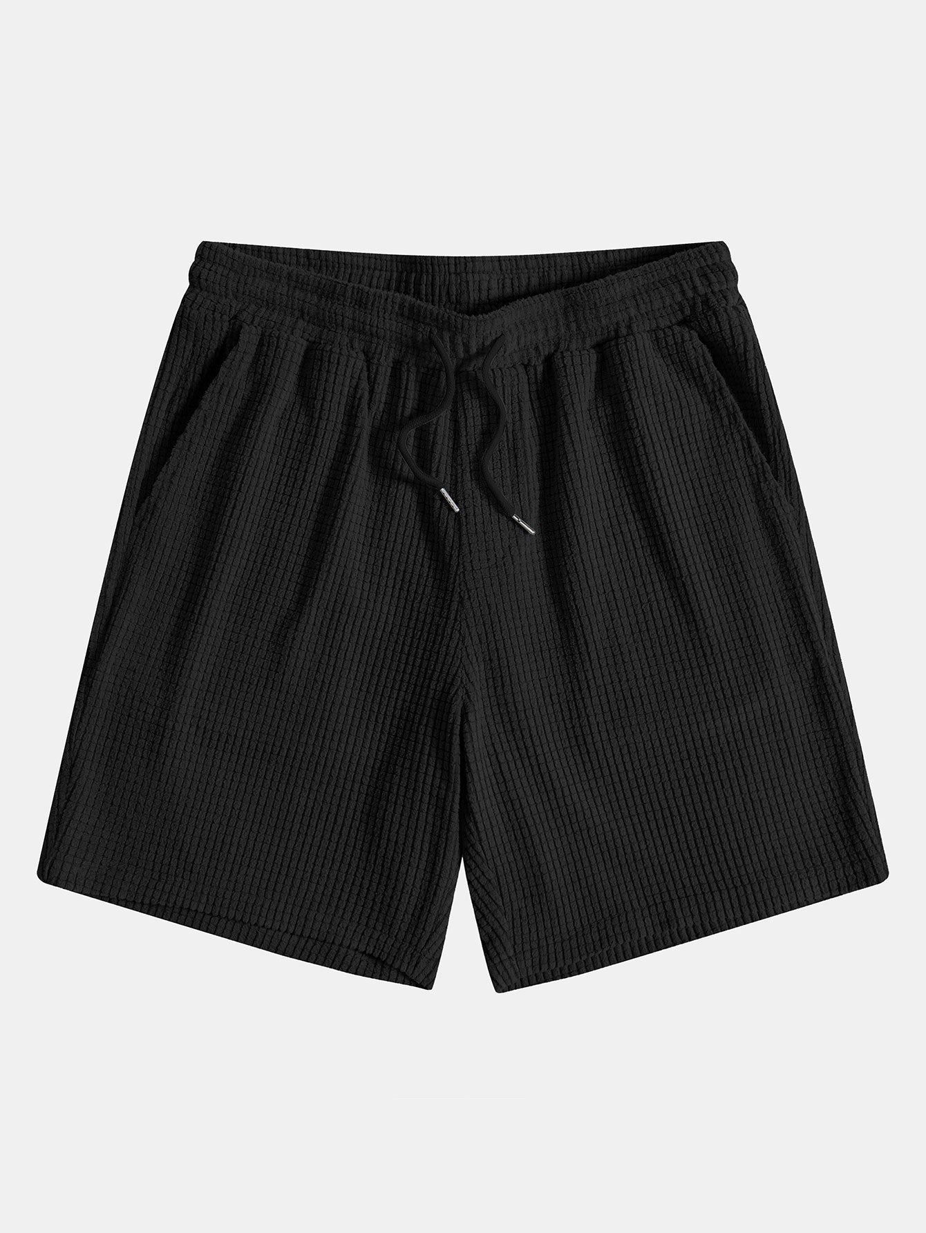 Vaffelstoffskjorte med knapper og shorts