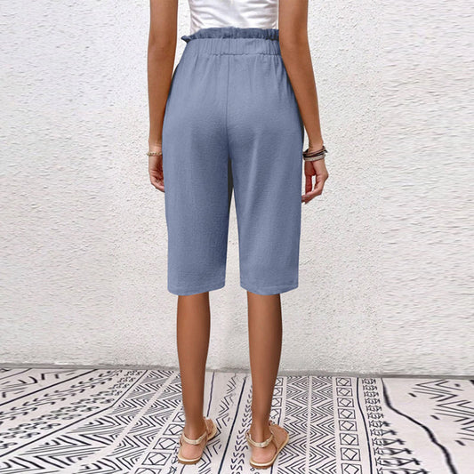 【Bomull Og Lin】 Ensfargede Fritidsbukser