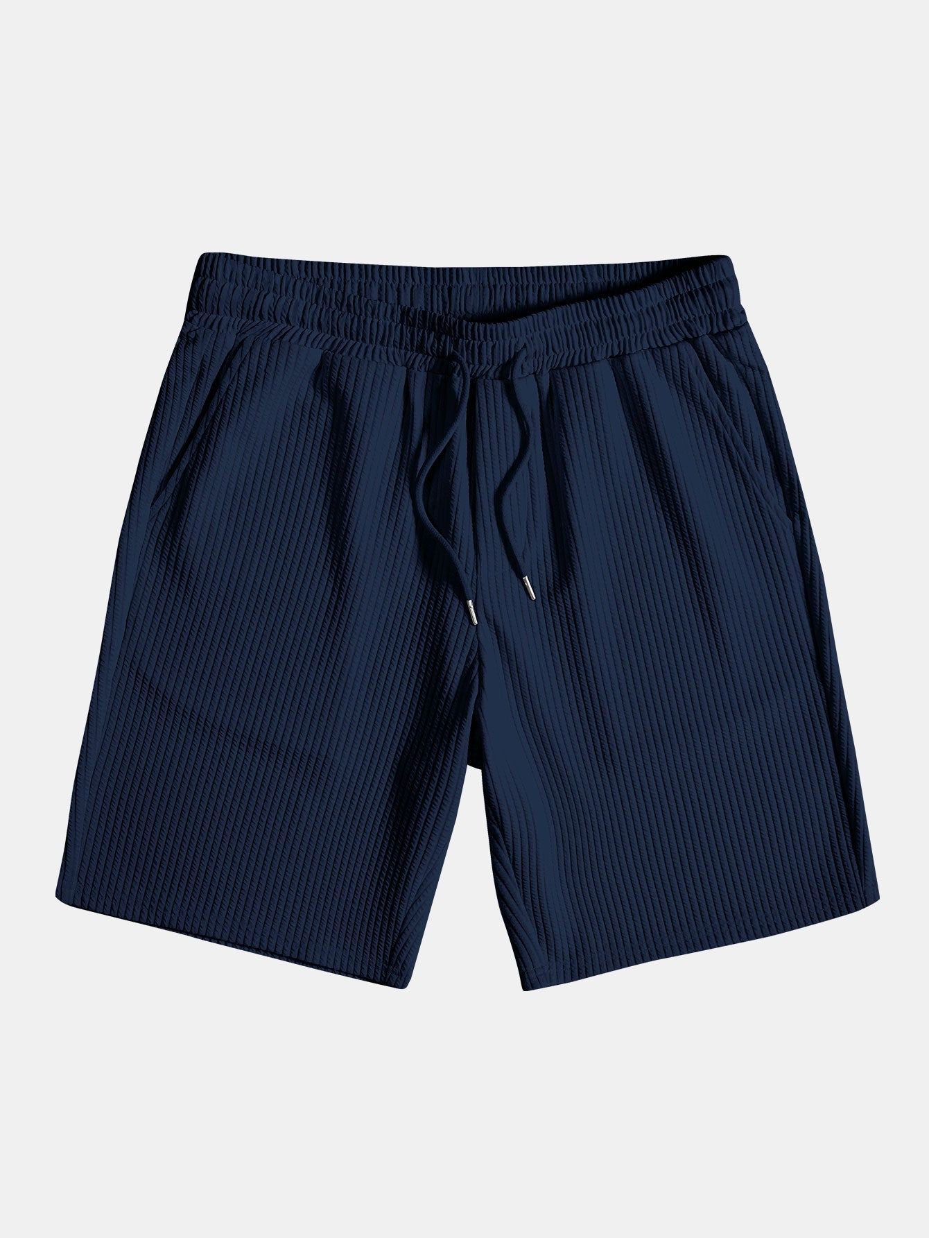 Muskelpassform ribbet stående krage skjorte og shorts