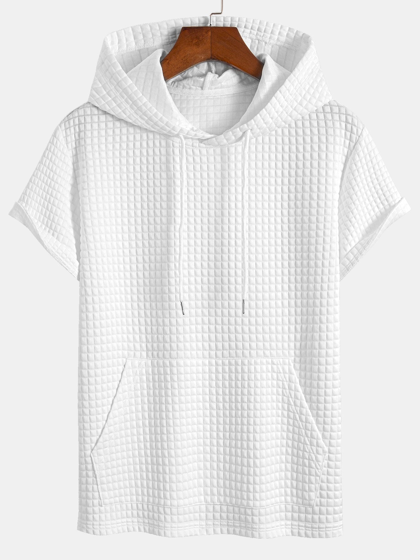Kengurulomme vaffel-hettegenser T-skjorte og shorts