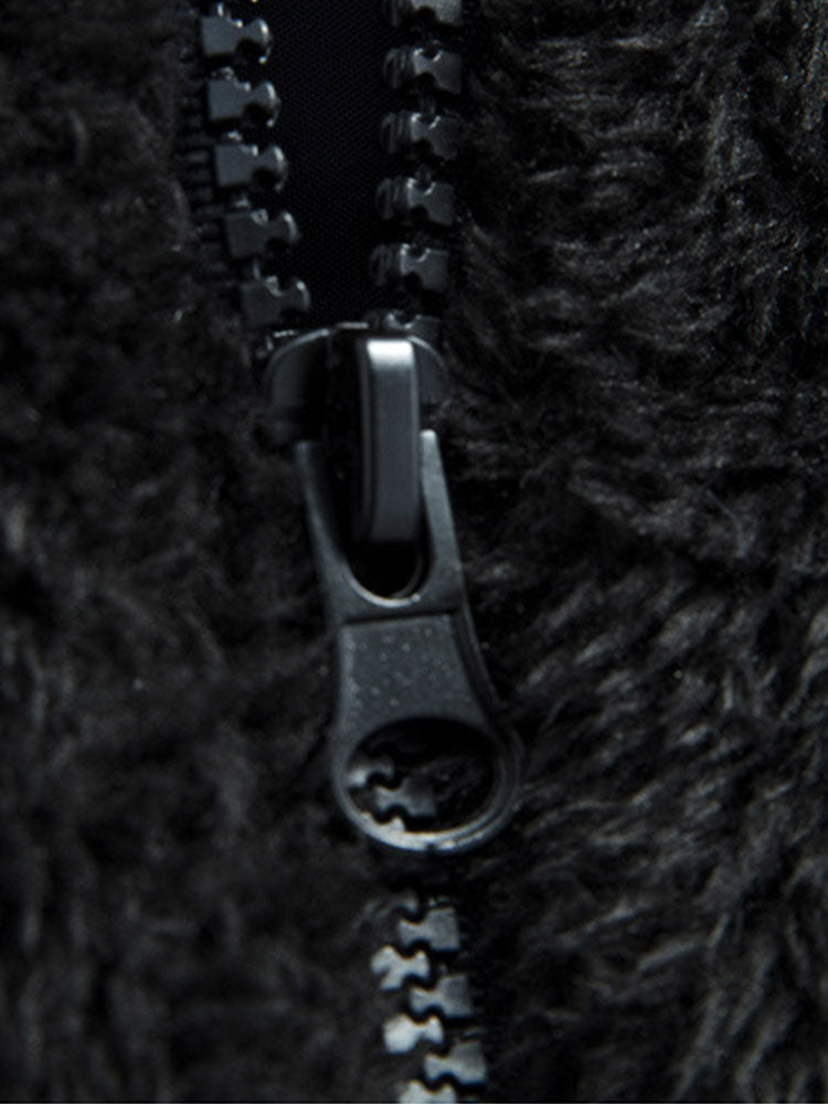 Teddy fleece vattert jakke med hette