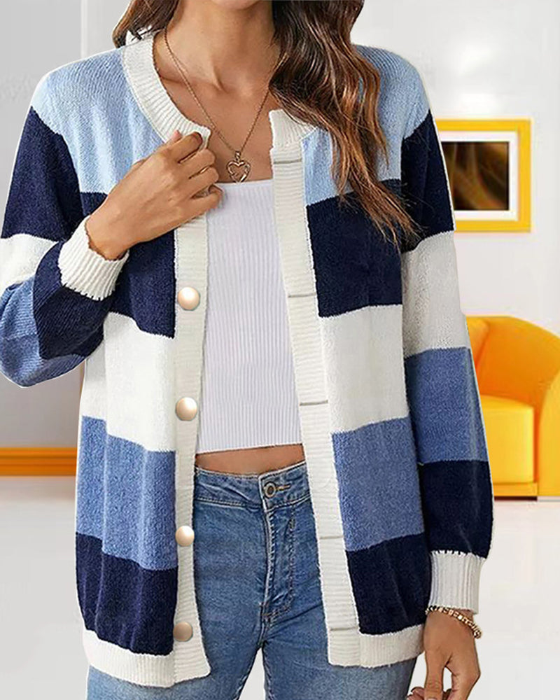 Fargeblokk cardigan for kvinner